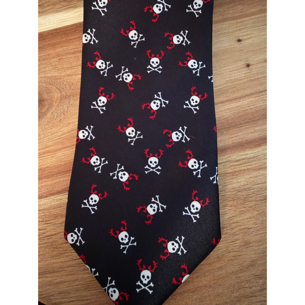 Gap Kids Black One Size Skull & Crossbones With Horns Tie Halloween